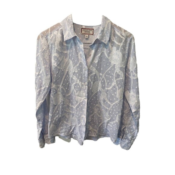 Johnny Was FLORE SEERSUCKER BUTTON DOWN SHIRT Sz XS - Picture 2 of 8
